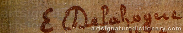 Authentic signature by Eugene Jules DELAHOGUE on  artwork