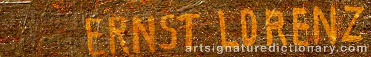 Authentic signature by Ernst LORENZ on  artwork