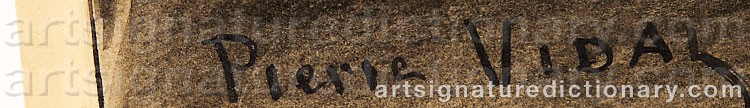 Authentic signature by Pierre VIDAL on  artwork