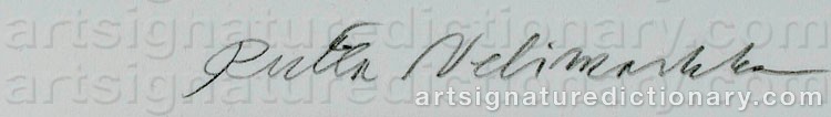 Authentic signature by Riitta NELIMARKKA on  artwork