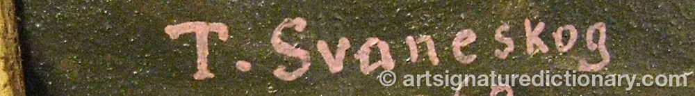 Authentic signature by T. SVANESKOG on  artwork