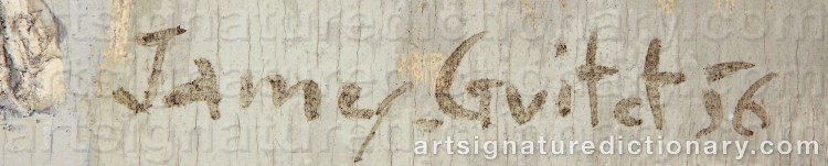 Authentic signature by James GUITET on Painting/Watercolour artwork