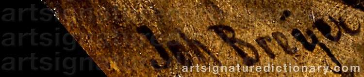 Authentic signature by Jan Hendrik BREYER on  artwork