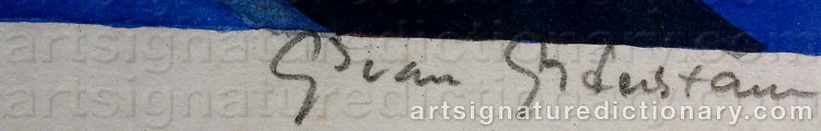 Authentic signature by Göran GIDENSTAM on  artwork