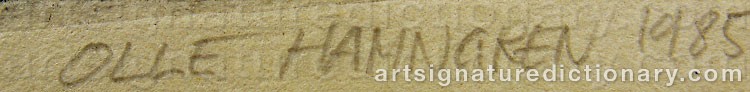 Authentic signature by Olle HAMNGREN on  artwork