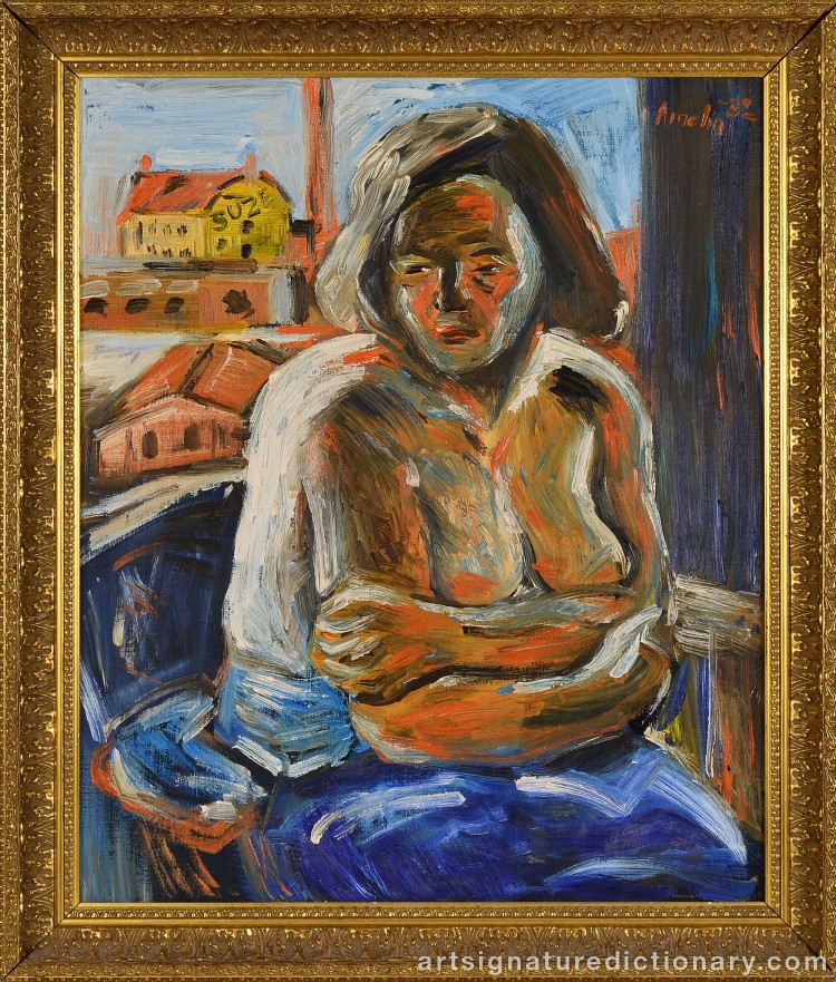 Close-up details showing Albin AMELIN signature forgery characteristics