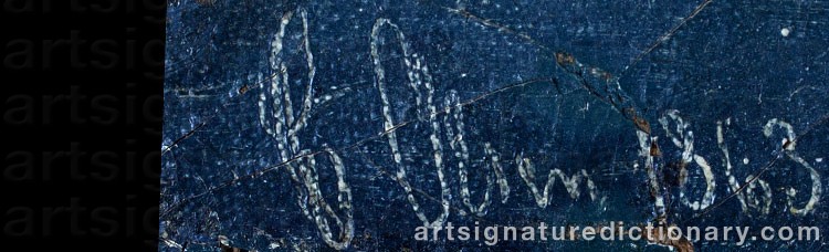 Authentic signature by Carl Julius Emil OLSEN on Painting/Watercolour artwork