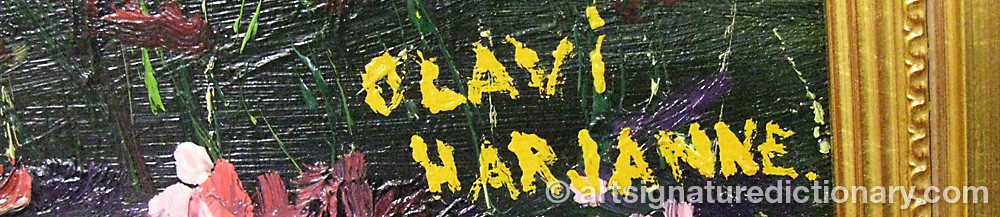 Authentic signature by Olavi HARJANNE on  artwork
