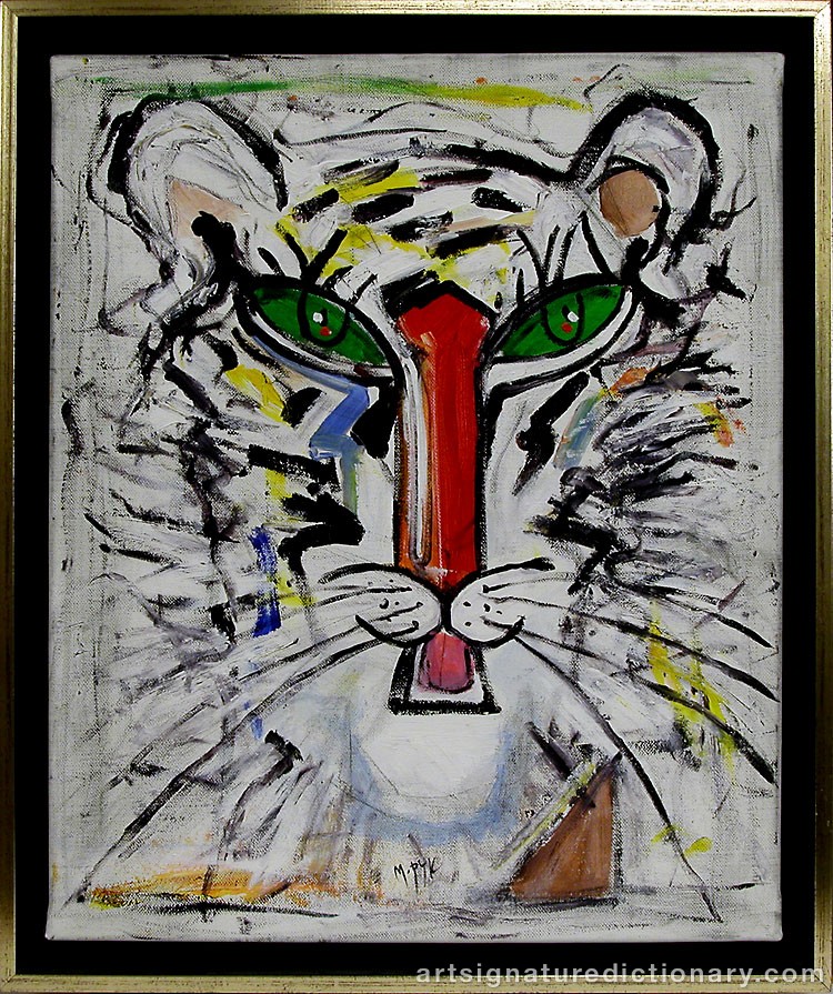 Close-up details showing Madelaine ‘M Pyk’ PYK signature forgery characteristics