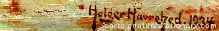 Authentic signature by Holger HAVREHED on  artwork
