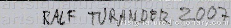 Authentic signature by Ralf TURANDER on  artwork