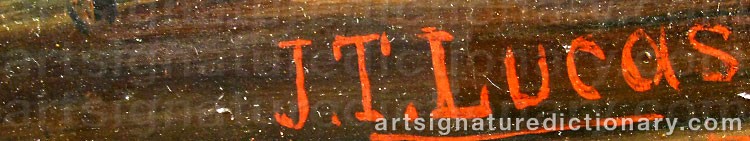 Authentic signature by John Templeton LUCAS on  artwork