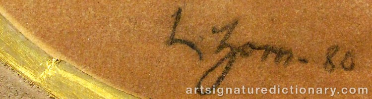 Forged signature of Anders ZORN
