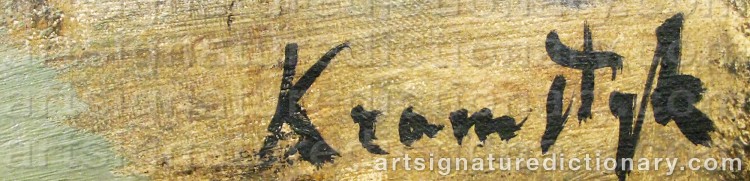 Authentic signature by Roman KRAMSZTYK on  artwork