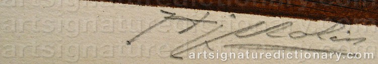 Authentic signature by Hjalmar MOLIN on  artwork