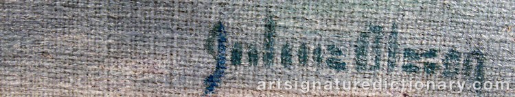 Authentic signature by Julius OLSSON on artwork
