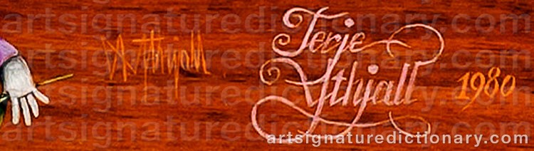 Authentic signature by Terje YTHJALL on artwork