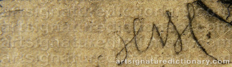 Authentic signature by Hans Nicolaj HANSEN on  artwork