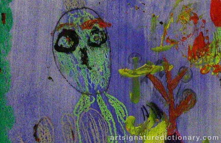 Close-up details showing Karel APPEL signature forgery characteristics