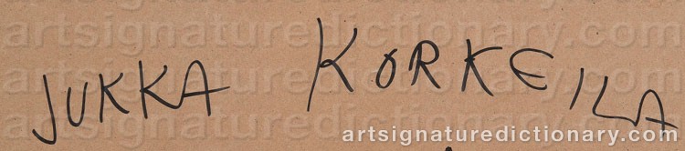 Authentic signature by Jukka KORKEILA on  artwork