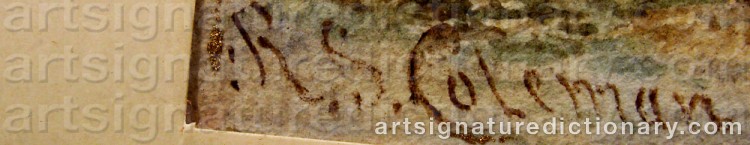 Authentic signature by R. S. COLEMAN on  artwork