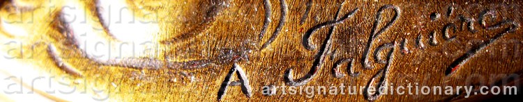 Authentic signature by Alexandre FALGUIÈRE on  artwork