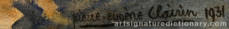 Authentic signature by Pierre-Eugene CLAIRIN on  artwork
