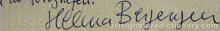 Authentic signature by Helena BERGENGREN on  artwork