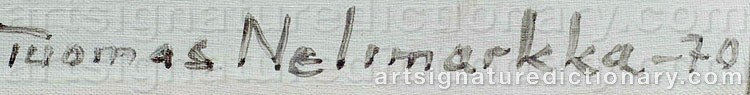 Authentic signature by Tuomas NELIMARKKA on artwork