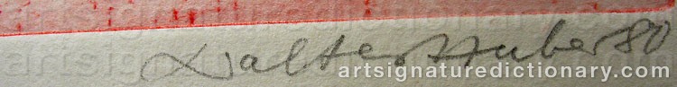 Authentic signature by Walter Karl HUBER on artwork