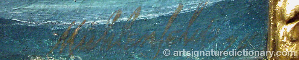 Authentic signature by John MUHLENFELD on  artwork