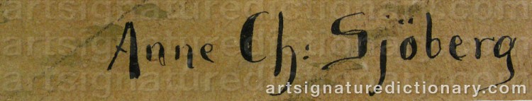 Authentic signature by Anne Charlotte SJÖBERG on  artwork