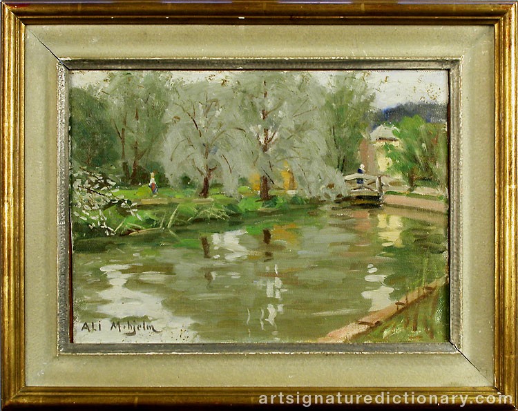 Close-up details showing Ali ‘M-Hjelm’ MUNSTERHJELM signature forgery characteristics