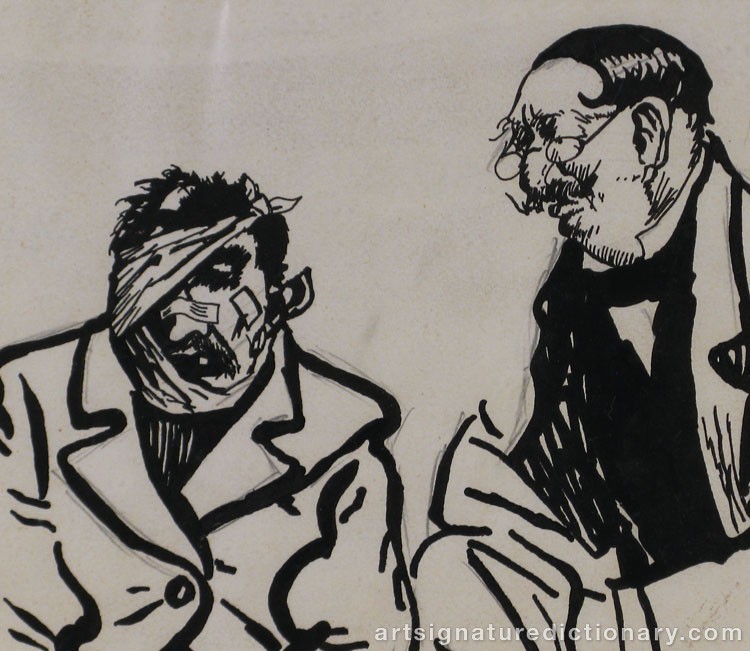 Close-up details showing Albert ENGSTRÖM signature forgery characteristics