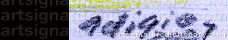 Authentic signature by Adigio BENITEZ on  artwork