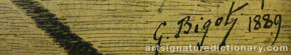 Authentic signature by Georges Ferdinand BIGOT on  artwork