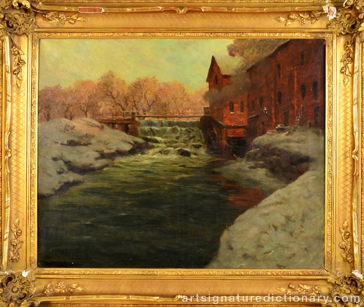 Close-up details showing Frits THAULOW signature forgery characteristics