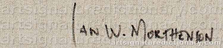 Authentic signature by Jan W. MORTHENSON on  artwork