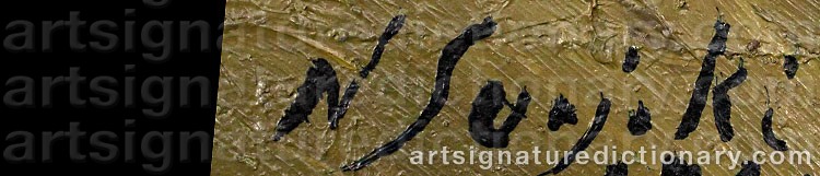 Authentic signature by Niilo SUOJOKI on  artwork