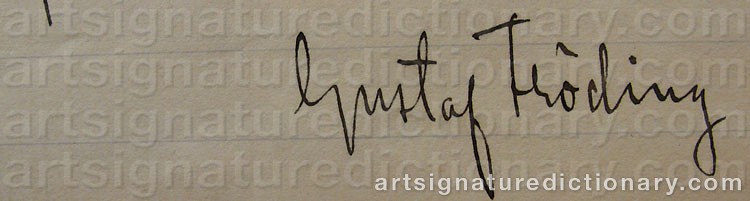 Authentic signature by Gustaf FRÖDING on  artwork