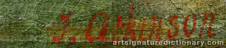 Authentic signature by J. ATKINSON on  artwork