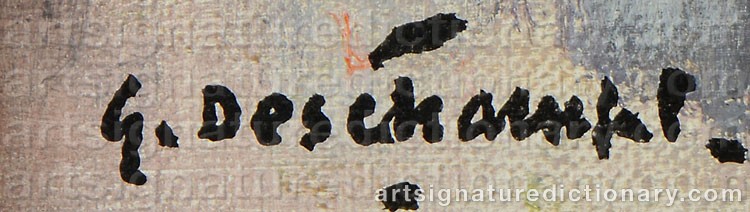 Authentic signature by Gabriel DESCHAMPS on  artwork