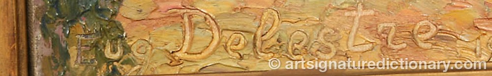 Authentic signature by Eugène DELESTRE on  artwork
