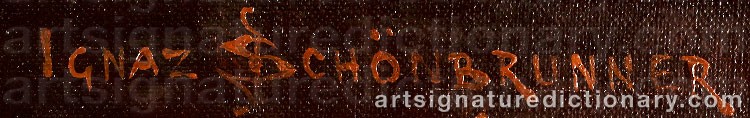 Authentic signature by Ignaz The Younger SCHÖNBRUNNER on  artwork