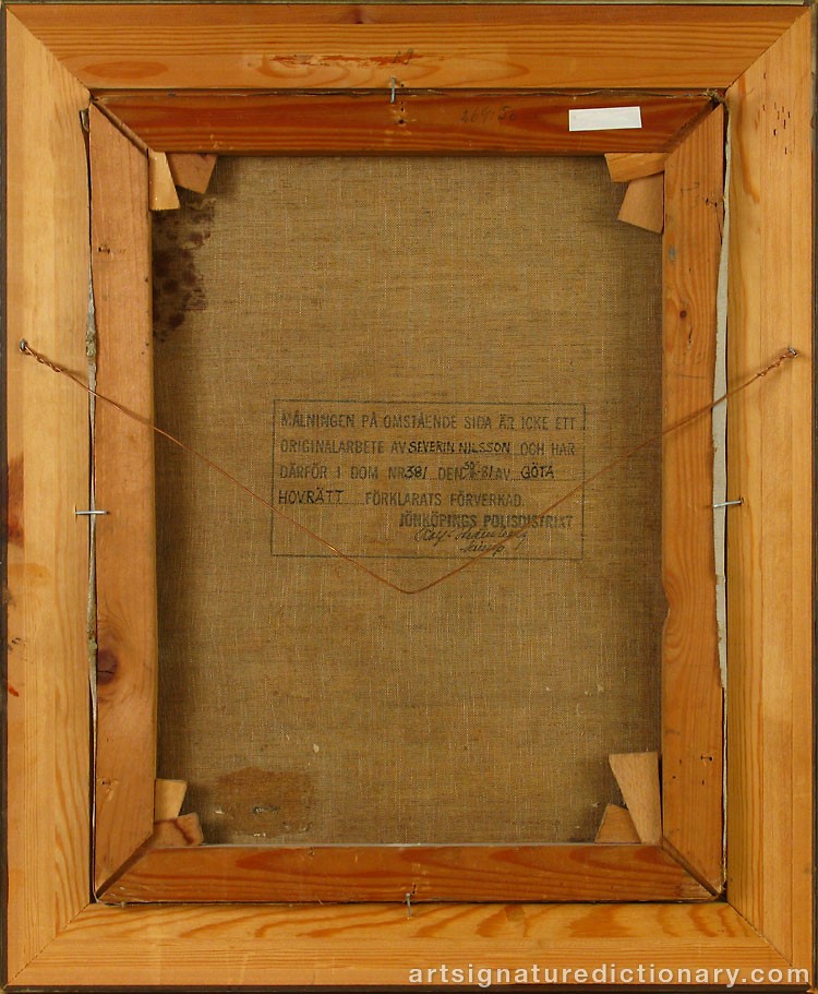 Close-up details showing Severin NILSON signature forgery characteristics