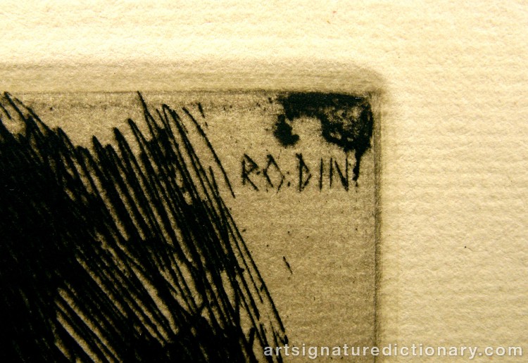 Close-up details showing Anders ZORN signature forgery characteristics