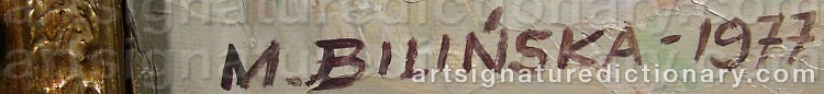 Authentic signature by Maria BILINSKA on  artwork
