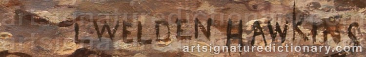 Authentic signature by Louis Welden HAWKINS on  artwork
