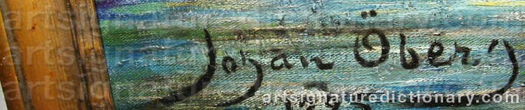 Authentic signature by Johan ÖBERG on Painting/Watercolour artwork