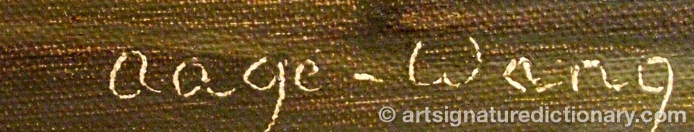 Authentic signature by Aage WANG on  artwork